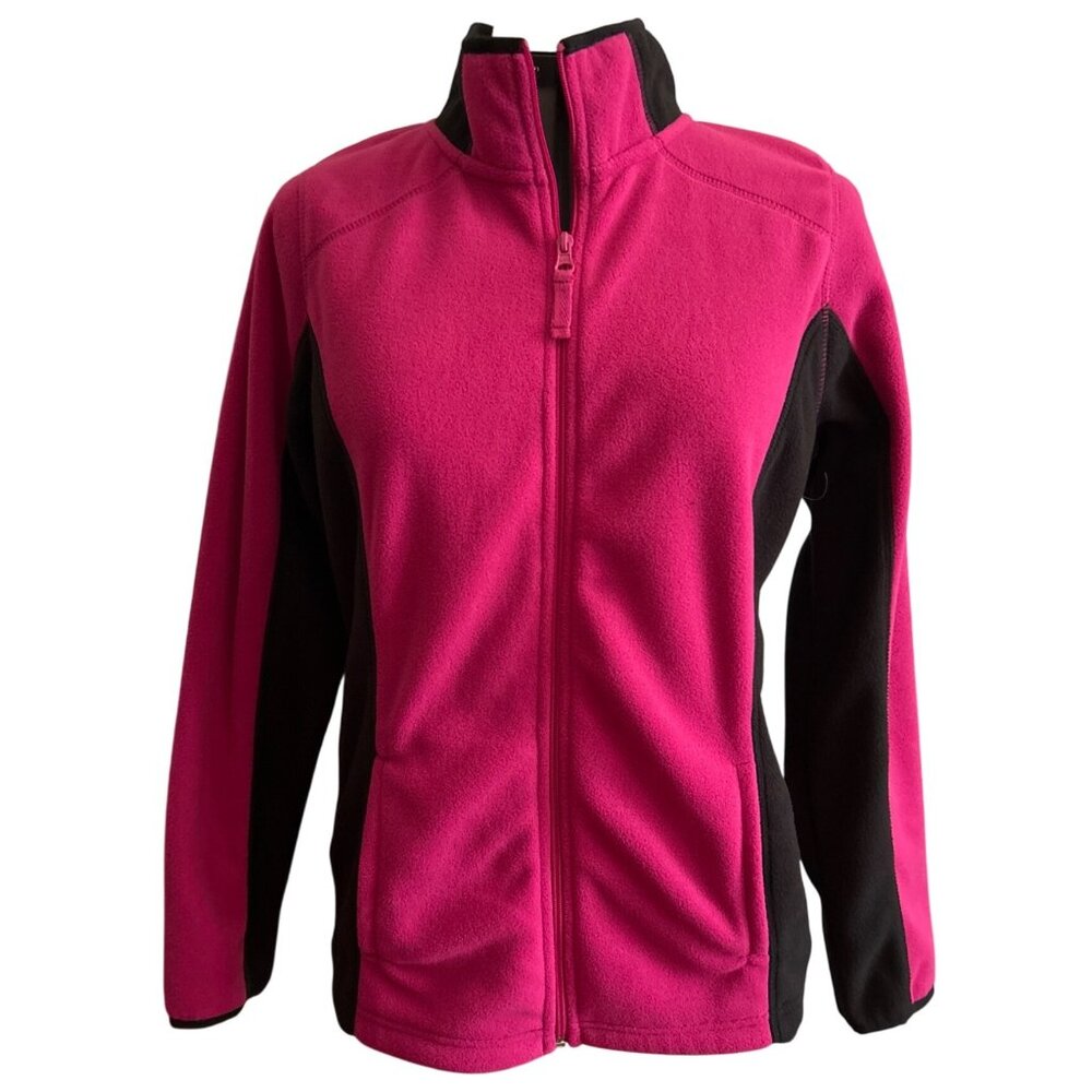 Made For Life Womens Medium Full Zip Fleece Jacket Pink & Black Everyday Jacket